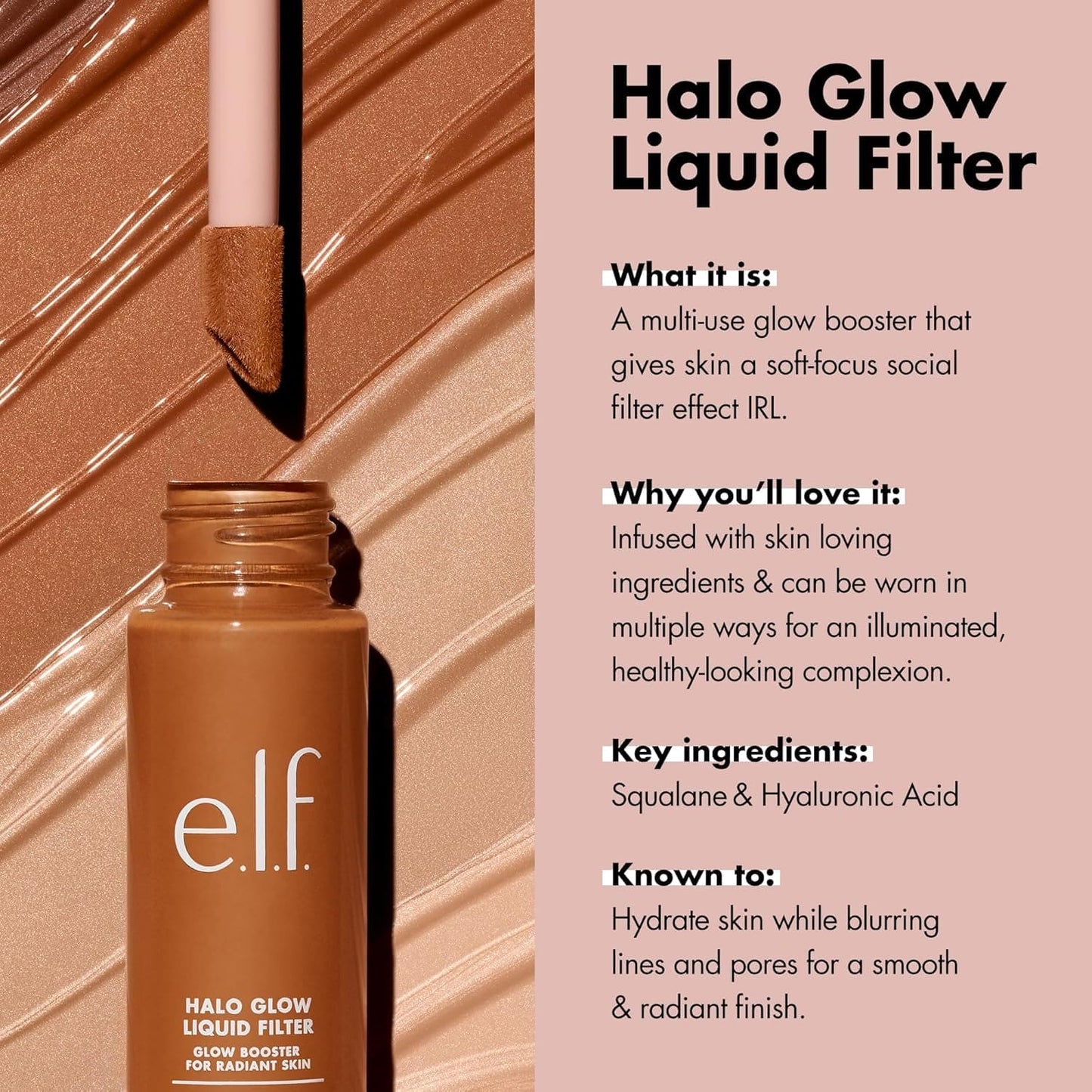 Halo Glow Liquid Filter Complexion Booster - Hyaluronic Acid Infused for a Radiant, Soft-Focus Finish, Vegan & Cruelty-Free, Shade 2 Fair/Light