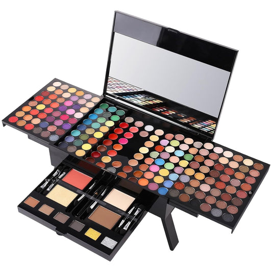 Comprehensive Professional Makeup Kit for Women - Includes Eyeshadow, Lip Gloss, Concealer, Eyeliner, Contour, Eyebrow Powder, Blusher, Highlighter, and Makeup Brushes for All Ages